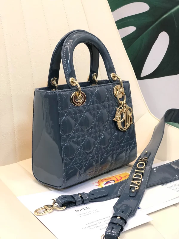 ABCDior Calf Patent Leather Rattan Lattice Tote Size 20 x 16.5 x 8cm - 图片 7