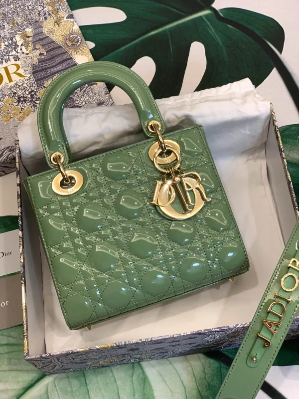 ABCDior Calf Patent Leather Rattan Check Handbag Size:20 x 16.5 x 8cm - 图片 9