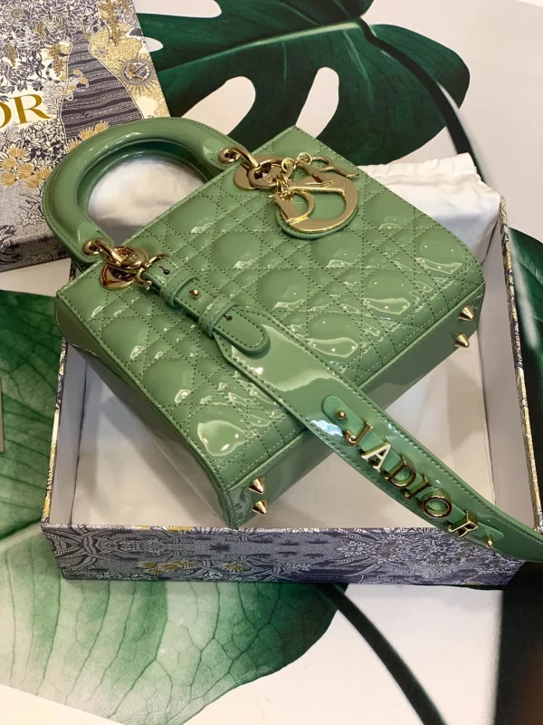 ABCDior Calf Patent Leather Rattan Check Handbag Size:20 x 16.5 x 8cm - 图片 2