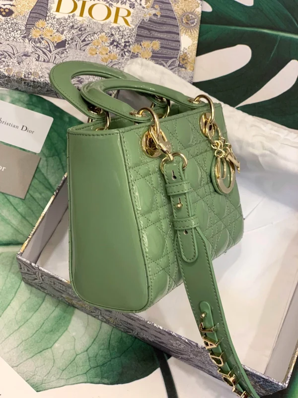ABCDior Calf Patent Leather Rattan Check Handbag Size:20 x 16.5 x 8cm - 图片 5