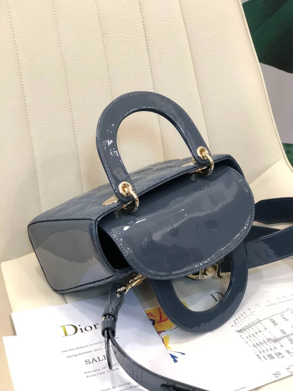 ABCDior Calf Patent Leather Rattan Lattice Tote Size 20 x 16.5 x 8cm - 图片 4