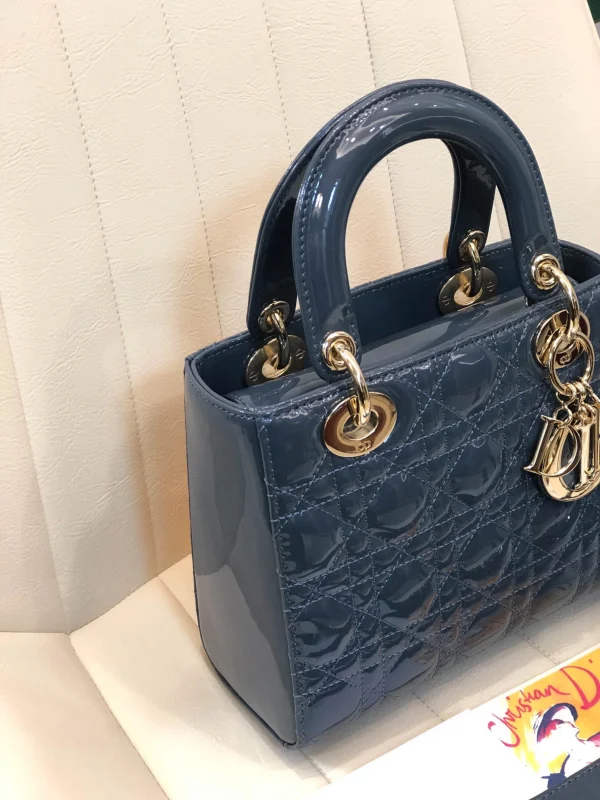 ABCDior Calf Patent Leather Rattan Lattice Tote Size 20 x 16.5 x 8cm - 图片 8
