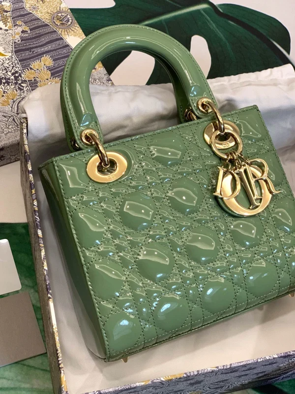ABCDior Calf Patent Leather Rattan Check Handbag Size:20 x 16.5 x 8cm - 图片 6