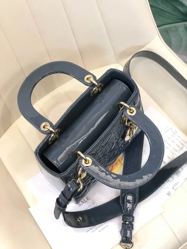 ABCDior Calf Patent Leather Rattan Lattice Tote Size 20 x 16.5 x 8cm - 图片 5