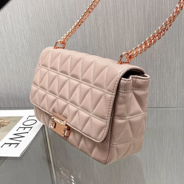 MK small fragrant style sheepskin bag chain pink Size: 25CmX16cmX8.5cm - 图片 7