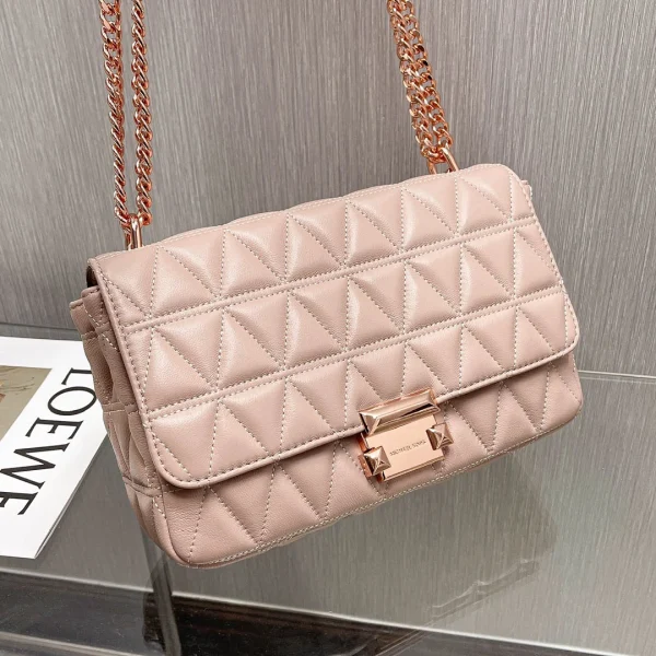 MK small fragrant style sheepskin bag chain pink Size: 25CmX16cmX8.5cm - 图片 9