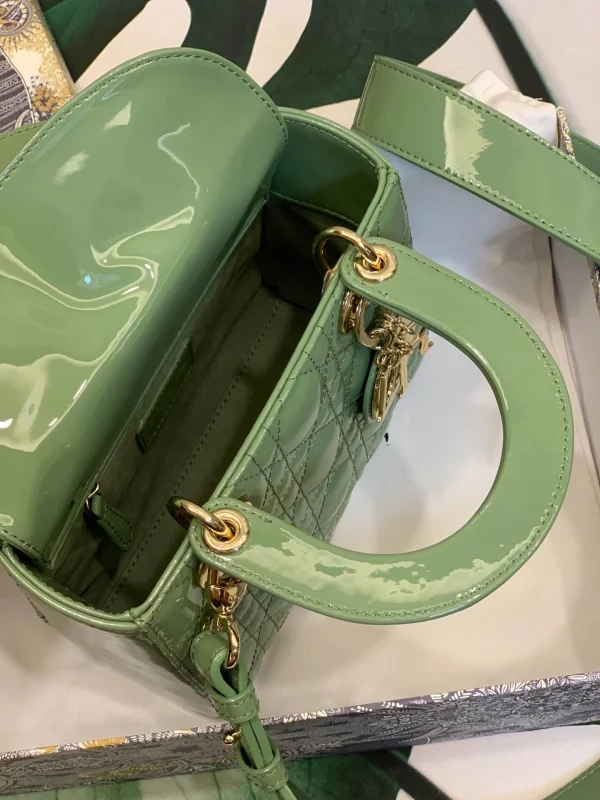 ABCDior Calf Patent Leather Rattan Check Handbag Size:20 x 16.5 x 8cm - 图片 3